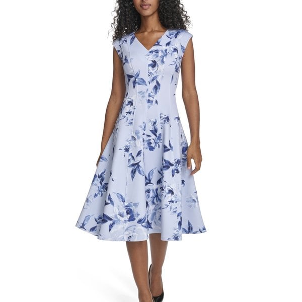 calvin klein fit and flare dresses Calvin Klein Women's Illusion Trim Fit & Flare Dress Wine Size 2 - Bed Bath  & Beyond