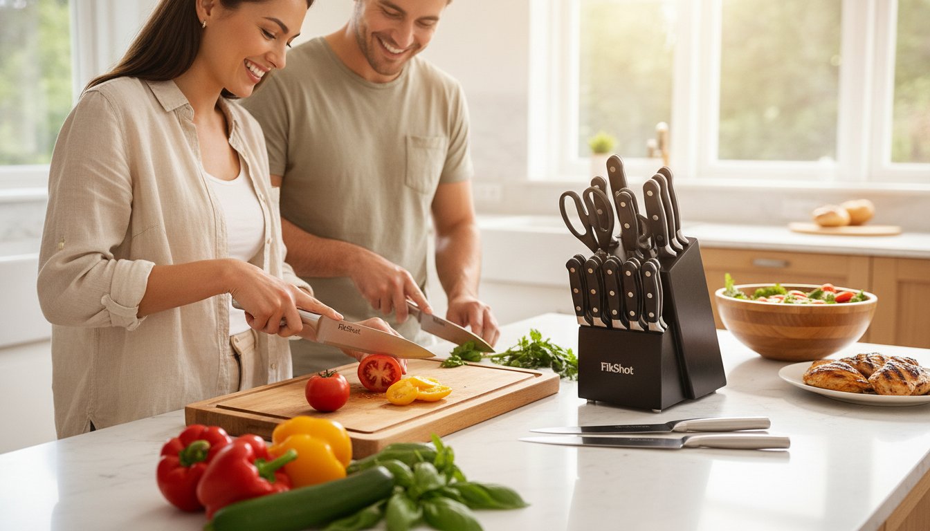 FIKSHOT Knife Set With Block & Sharpener Just $47 (30% Off)