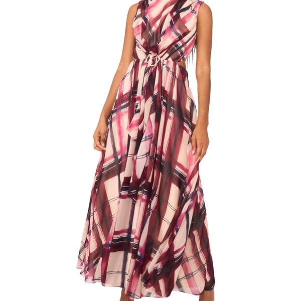 blue chiffon maxi dress self-portrait Chiffon Lace-Trim Midi Dress